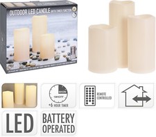 LED Kerzenset 3er Outdoor mit Fernbedienung Timer  Batteriebetrieb innen außen