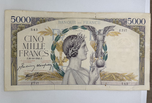Banknote frankreich 5000 - /,
