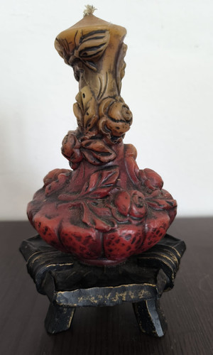 Kerze aus wachs blumenmotiv - kerze,