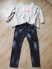 lässige schwarze Boyfriend-Baggy Jeans + lässiger Oversize Sweater Gr. 42 *NEU