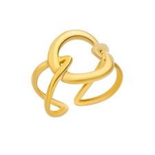 Damen Kreislinien Ring Gold Edelstahl Hohl Minimalistisch Ehering BFF