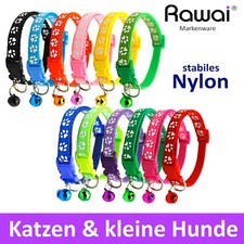 Katzenhalsband mit Glöckchen einstellbar Schnellverschluß Motiv Pfoten edel neu