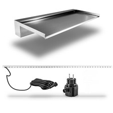 Edelstahl Wasserfall 60cm+RGB Beleuchtung Wasserauslauf Bachlauf Springbrunnen14