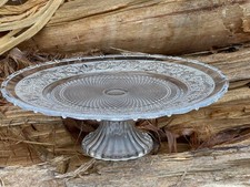 Nostalgische Tortenplatte mit Fuß Ø 30cm Glas Kuchenplatte Servierplatte Vintage