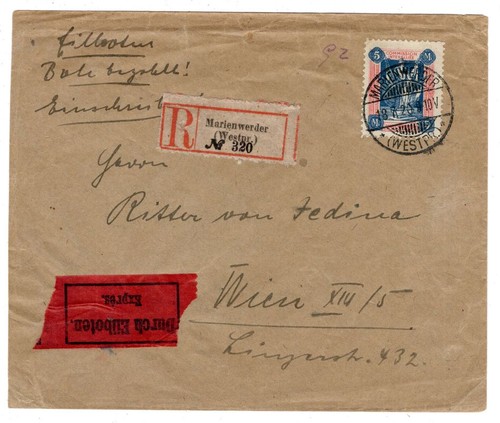 Marienwerder auf eilbrief - marienwerder, r-eilbrief