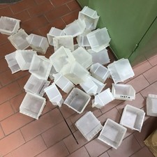 37 x Sichtlager Boxen, 12,5 x 12,5 cm, Stapelbox, verschmutzt, gebraucht