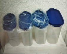 Tupperware Set 4x Eidgenossen 1,7 & 1,1 L blau Tupper Vorratsdose Müsli Mehl