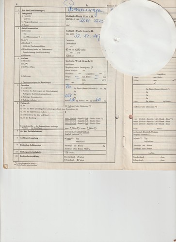 Goliath hansa 1100 kfz brief - hansa,