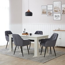 Esstisch Weiß mit 4 Stühlen Ausziehbar Holz massiv Essgruppe Set Homestyle4u