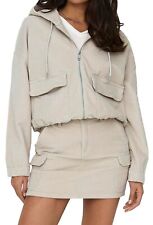 Only Damen Cord Jacke kurze Damenjacke Hoodie Cordjacke Kapuzenjacke ONLKenzie