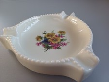 Vintage Porzellan-Aschenbecher mit Blumendekor – Martinroda Porzellan, handbemal