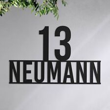 Hausnummer mit Namen - Wunschtext - aus Metall