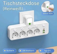 4 Fach EU Steckdose Mehrfachstecker Steckdosenleiste Adapter Mit USB