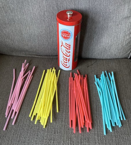 Coca cola metal - tin, straw