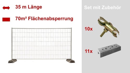 Bauzäune 5x2m 10x zaunfeld - 3,5x2m,