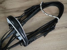 Konische Kandare mit Glitzerlack und Lederzügeln, WB/Full, sehr guter Zustand