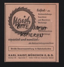 MÜNCHEN, Werbung 1949, Karl Haist Spezialmaschinen Werkzeuge