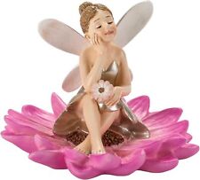 Geschenkset Dekofigur Elfe auf Blüte Kunststein Figur inkl. Karte 6 cm B-WARE