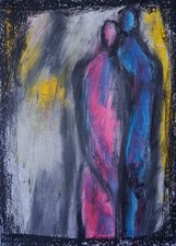 Abstraktes Gemälde Papier A4 Ölpastell Kunst Painting Oil Pastel Art On Paper A4