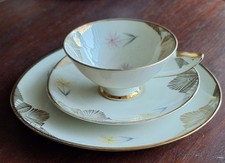 Carl Schumann Bavaria Arzberg – 3-teiliges Sammeltassenset, Golddekor, 1950er