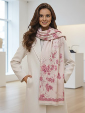 Schal Kaschmir extra geschmeidig rosa Rosen elegant Stil dünn  185x65 Damen