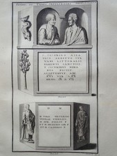 Sepulcrales Grabmal Kolumbarium Paar Schriftzüge Montfaucon Kupferstich 1722