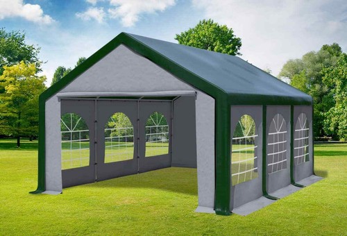 Partyzelt 4x6m grün grau pvc - 4x6m,