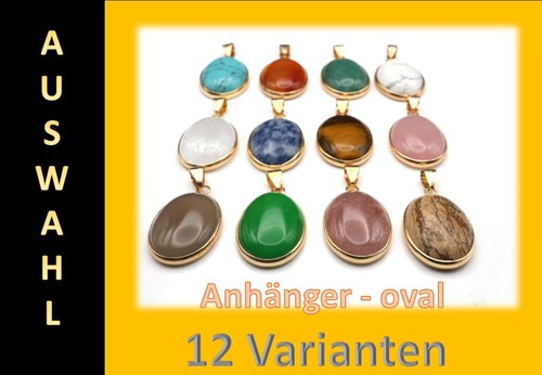 Gj69 edelstein anhänger oval - edelstein,