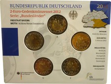 5 x 2 Euro Deutschland 2012 st Set Stempelglanz Schloss Neuschwanstein