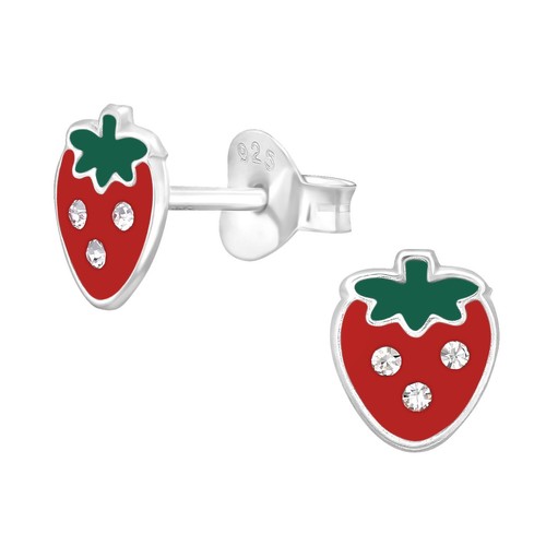 Erdbeere kinder ohrringe 925 - erdbeere,