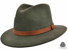 💎 HERREN KNAUTSCHBARER FILZ FEDORA HUT 100% FILZWOLLE ELEGANTER HUT LEDERBAND 