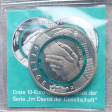 BRD 10 € Euro Gedenkmünze "Im Dienst der Gesellschaft" Pflege 2022 in Münztasche