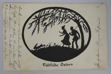 0384/ AK Scherenschnitt Schattenbild Künstler-AK Ostern Tante Paula