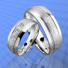 2 SILBER Trauringe Eheringe mit 3 Stein u. Gravur J69-3