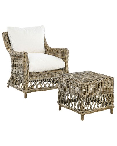 Gartensessel mit hocker rattan - gartensessel,