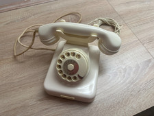 Antikes Original Post Wählscheiben-Telefon, Tisch-Wand-Apparat W49, elfenbein