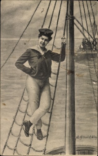 Frau matrosenuniform - frau, in