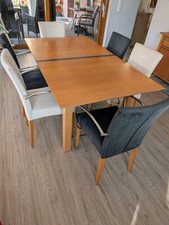 Eßzimmertisch 165 x 95 cm , ausziehbar mit Einlegeböden auf 210/255 cm + Stühle 