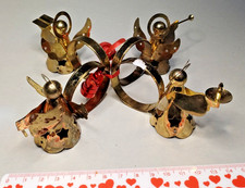 4 Vintage Engel-Serviettenringe Metall Shabby Chic Patina Weihnachten Deko Bastl