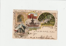 Gruss aus Freiberg, Dom, Rathskellr, Brunnen, Treppe, gel. Litho AK v.  1898