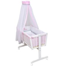 Wiege Schaukelwiege Babywiege Holz Weiß Bettset Princess Prinzessin komplett