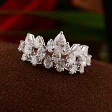 1.73 Karat Echt H Farbe Si Klarheit Birne Oval Diamant Massiv 14k Weiß Gold Ring