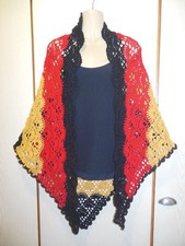 Schultertuch , Dreieckstuch, "Three Colours" , Handarbeit