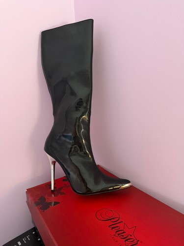 Pleaser schwarze lack kniehohe - schwarze,