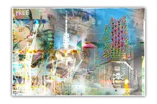 "HALLO HAMBURG" LEINWAND Druck Collage 90x60 cm | Wandbild mit XL-Galerierahmen
