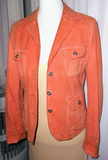 Walter Damen Gr. 38 Wildleder Jacke /Blazer gefüttert, Aprikot