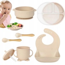 7x Silikon Baby Geschirrset Rutschfest Kindergeschirr Set mit Saugnapf BPA Frei