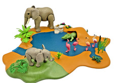 Playmobil Elefant Krokodil Flamingo große Wasserstelle Tierpark Safari Zoo Tier