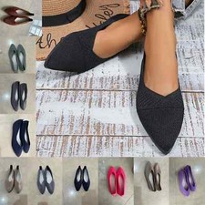 Damen Ballerinas Slip-On Strickschuhe Pumps Spitzschuh Flats