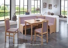 ECKBANKGRUPPE BUCHE DEKOR /FLAMINGO TRUHENECKBANK ca. 165 x 125cm TISCH 2 STÜHLE